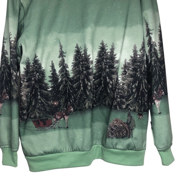 Vintage BLAIR Sweatshirt/Jacket Full Graphic Print Crewneck Button Up Sz Med - Picture 7 of 13